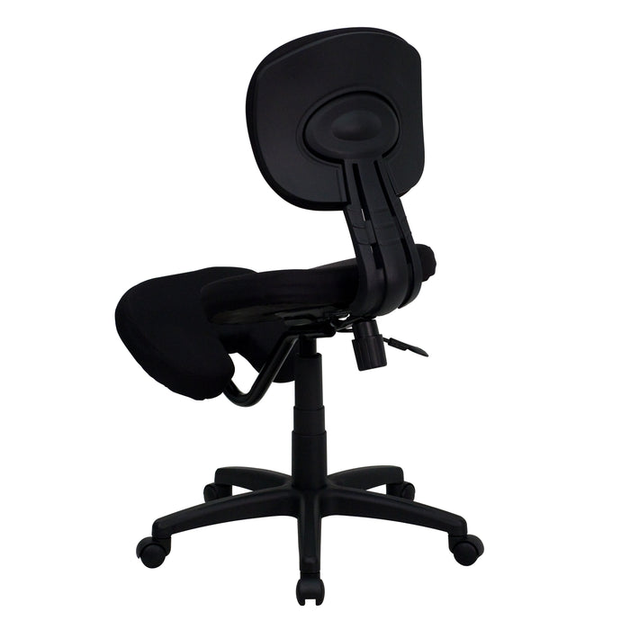 Emma + Oliver Mobile Ergonomic Kneeling Posture Task Office Chair in Black Fabric