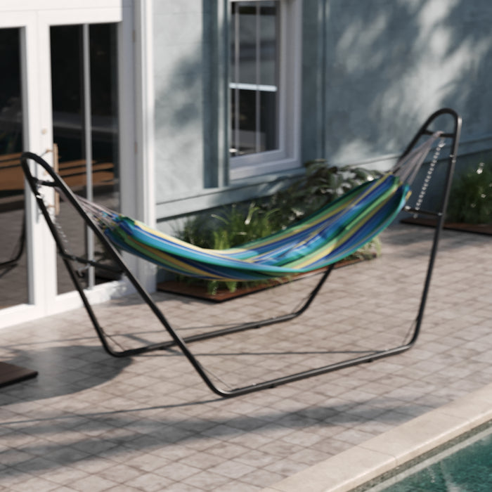 Ailani Cotton Two Person Hammock with Space Saving Steel Stand, Premium Carry Bag and Hanging Hardware