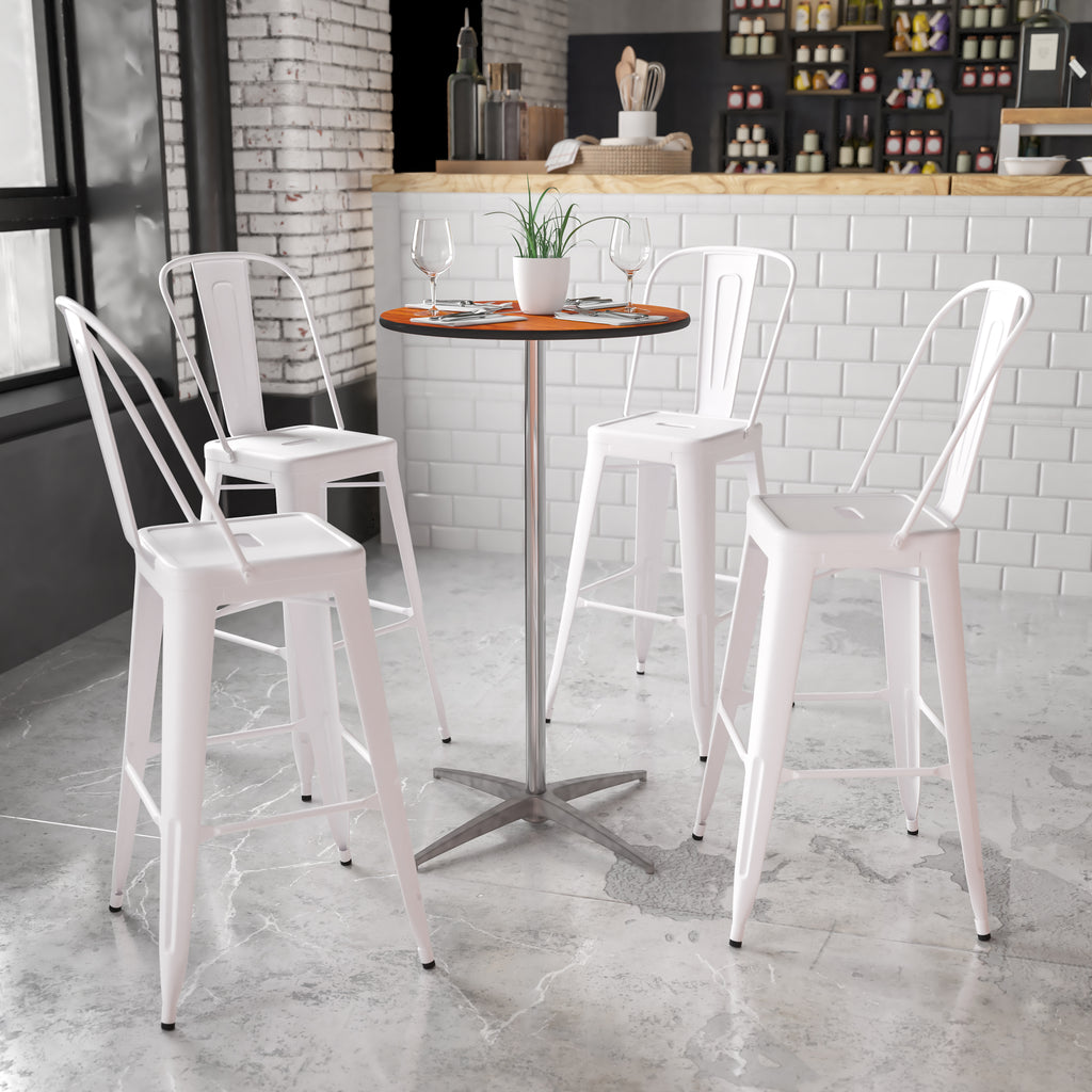 24" Round Wood Cocktail Table with 30" and 42" Columns