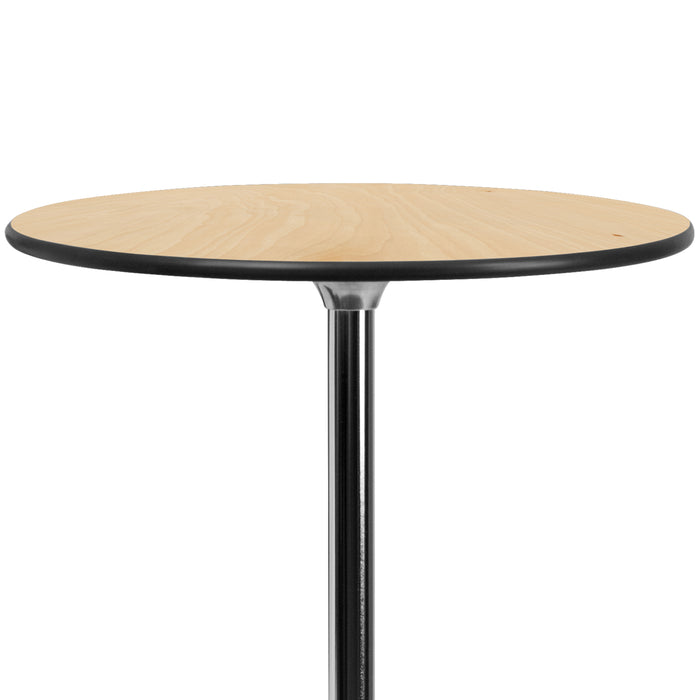 24" Round Wood Cocktail Table with 30" and 42" Columns