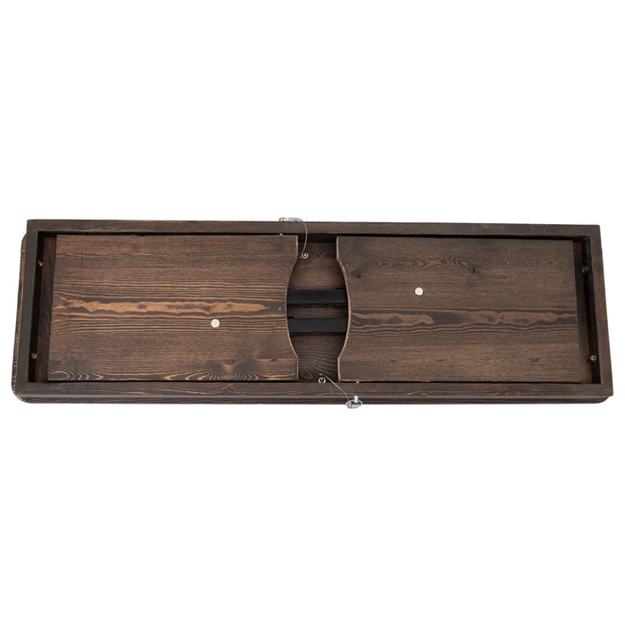 40" x 12" Antique Rustic Solid Pine Folding Farm Bench - Portable Bench