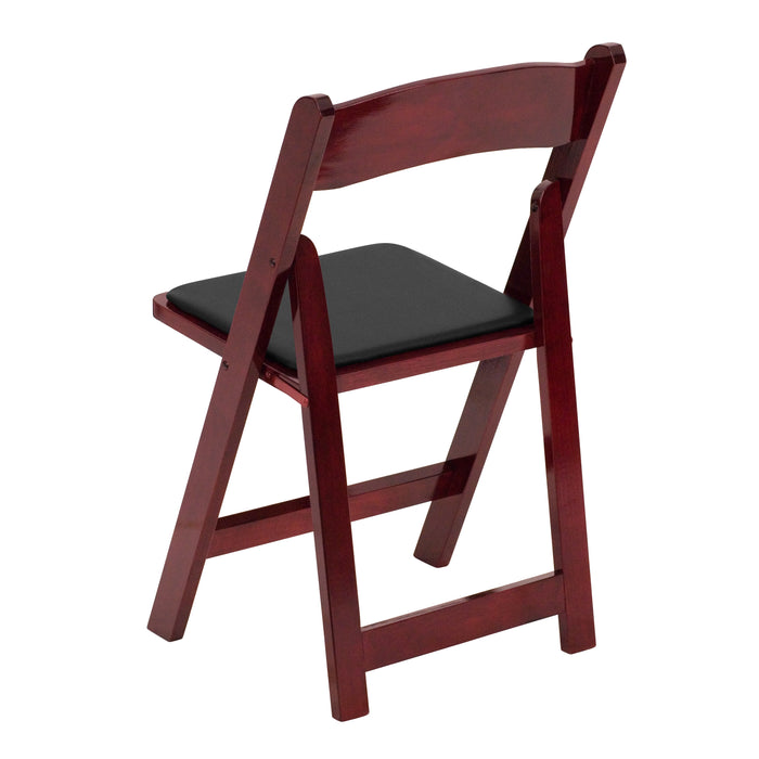 2 Pack Wedding Party Event Wood Folding Chair with Vinyl Padded Seat