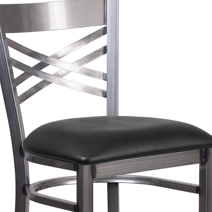 Clear Coated "X" Back Metal Restaurant Dining Barstool