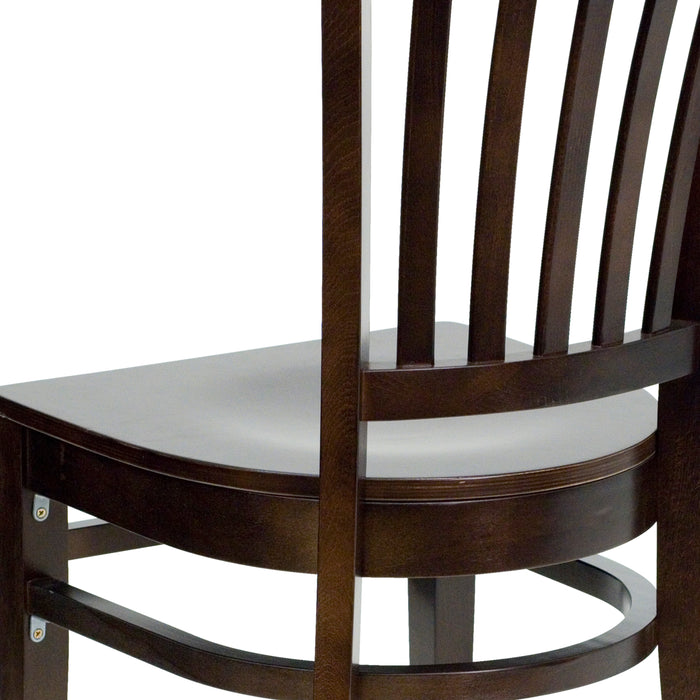 Vertical Slat Back Wooden Restaurant Dining Chair