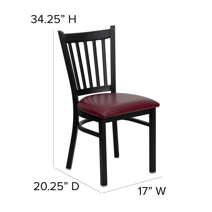 Black Vertical Back Metal Restaurant Dining Chair