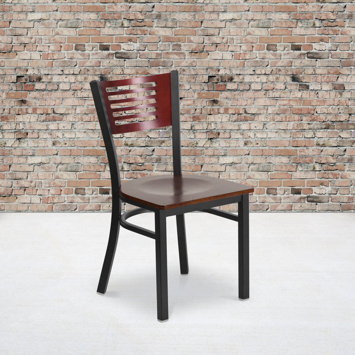 Black Decorative Slat Back Metal Restaurant Dining Chair