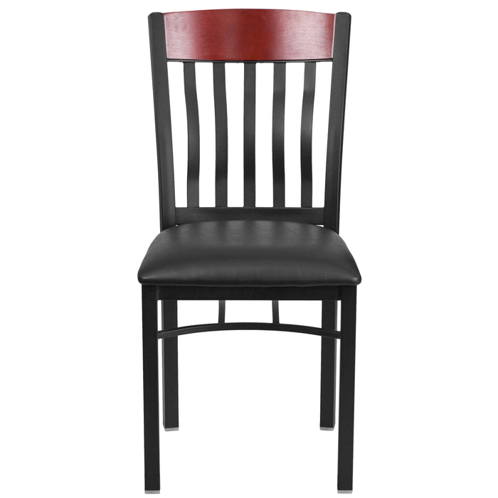 Vertical Back Metal Restaurant Dining Chair with Vinyl Seat
