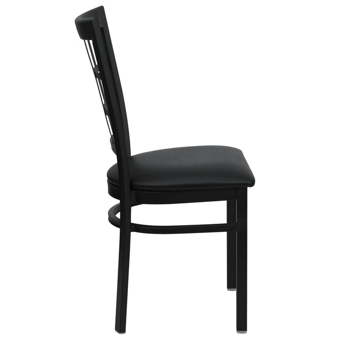 Black Window Back Metal Restaurant Dining Chair