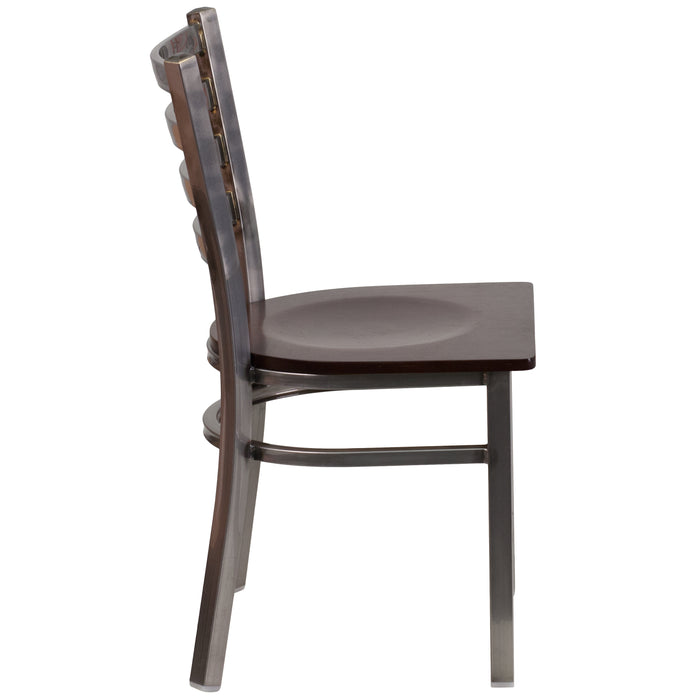 Clear Coated Ladder Back Metal Restaurant Dining Chair