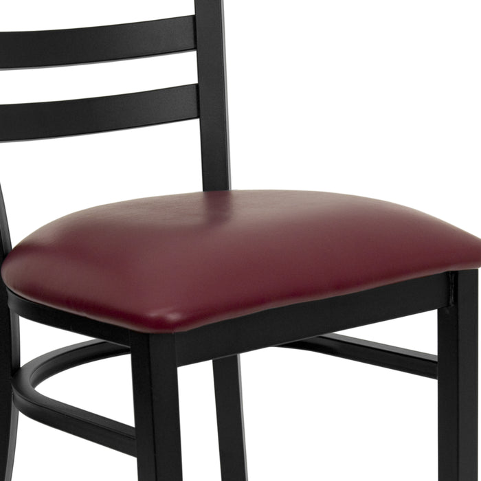 Black Ladder Back Metal Restaurant Dining Chair