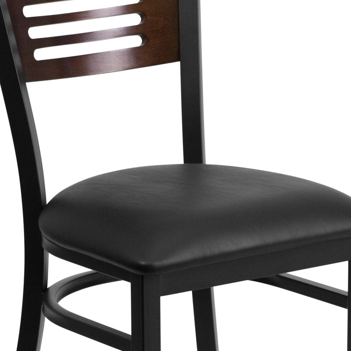Black Decorative Slat Back Metal Restaurant Dining Chair
