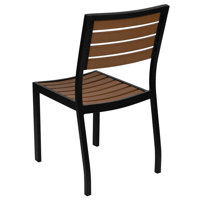 Outdoor Faux Teak Side Chair with Poly Slats - Teak Patio Chair