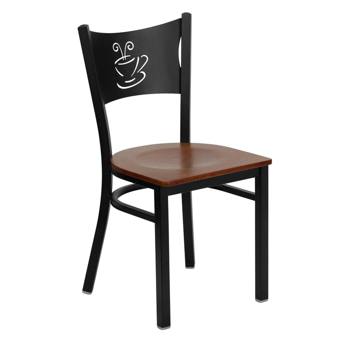 Black Coffee Back Metal Restaurant Dining Chair