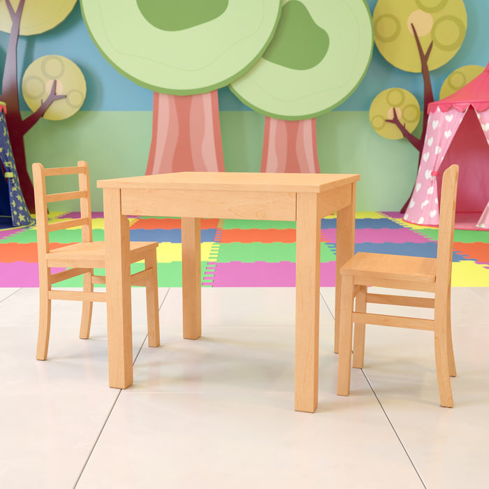 Kids Natural Solid Wood Table and Chair Set for Classroom, Playroom, Kitchen