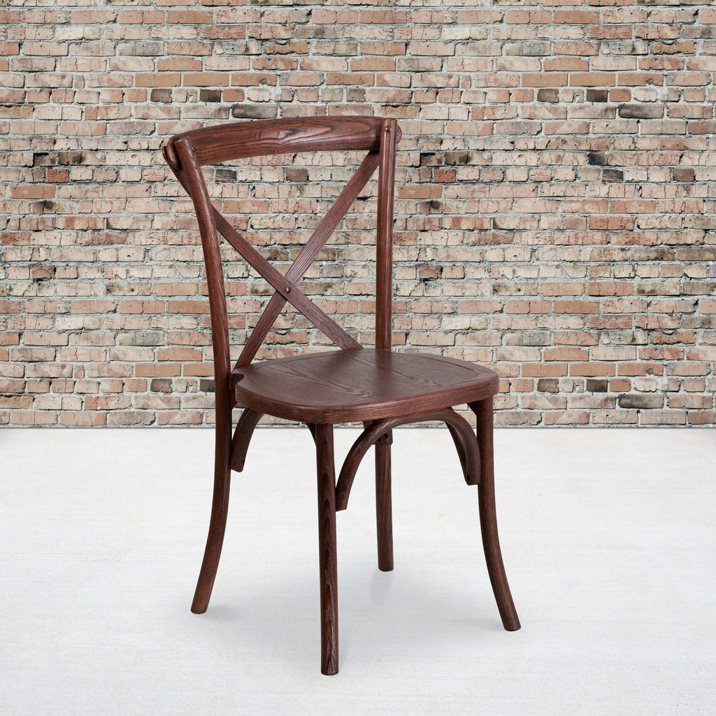 Stackable Wood Cross Back Dining Chair — emma-and-oliver