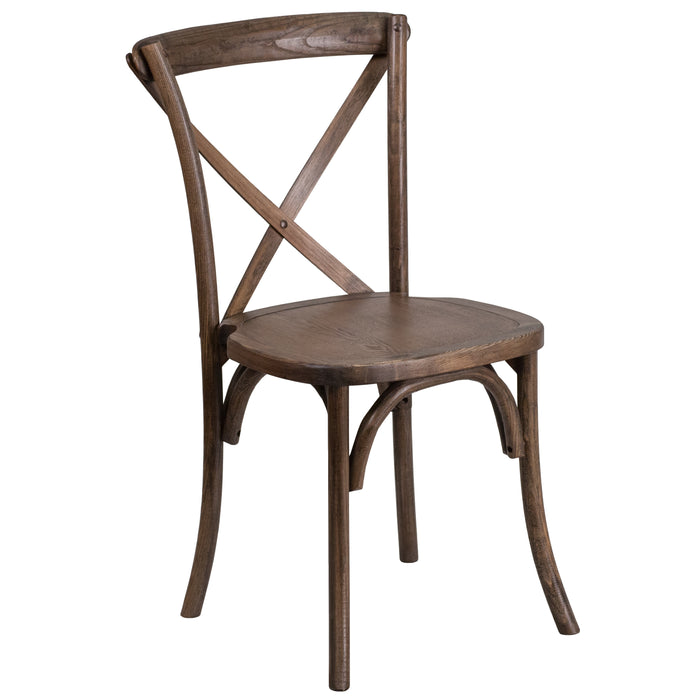 Stackable Wood Cross Back Dining Chair
