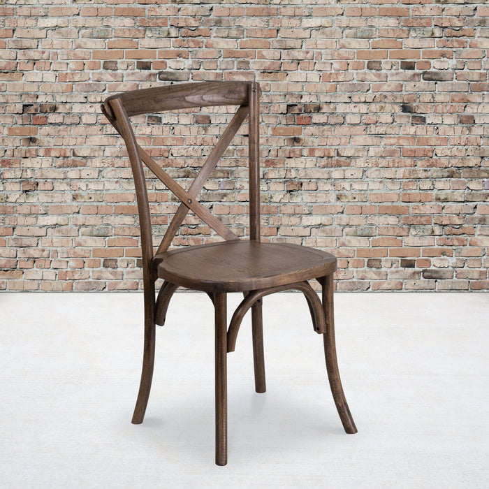 Stackable Wood Cross Back Dining Chair