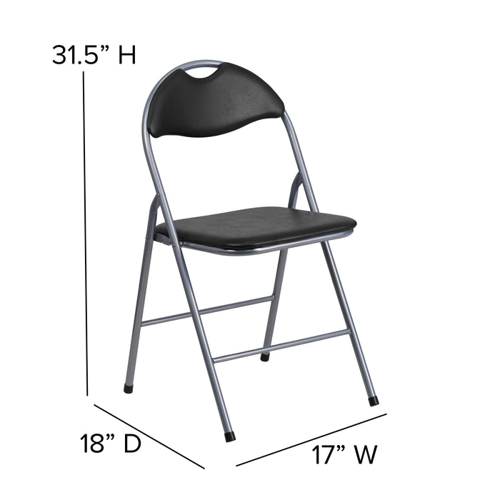 2 Pack Vinyl Metal Folding Chair with Carrying Handle