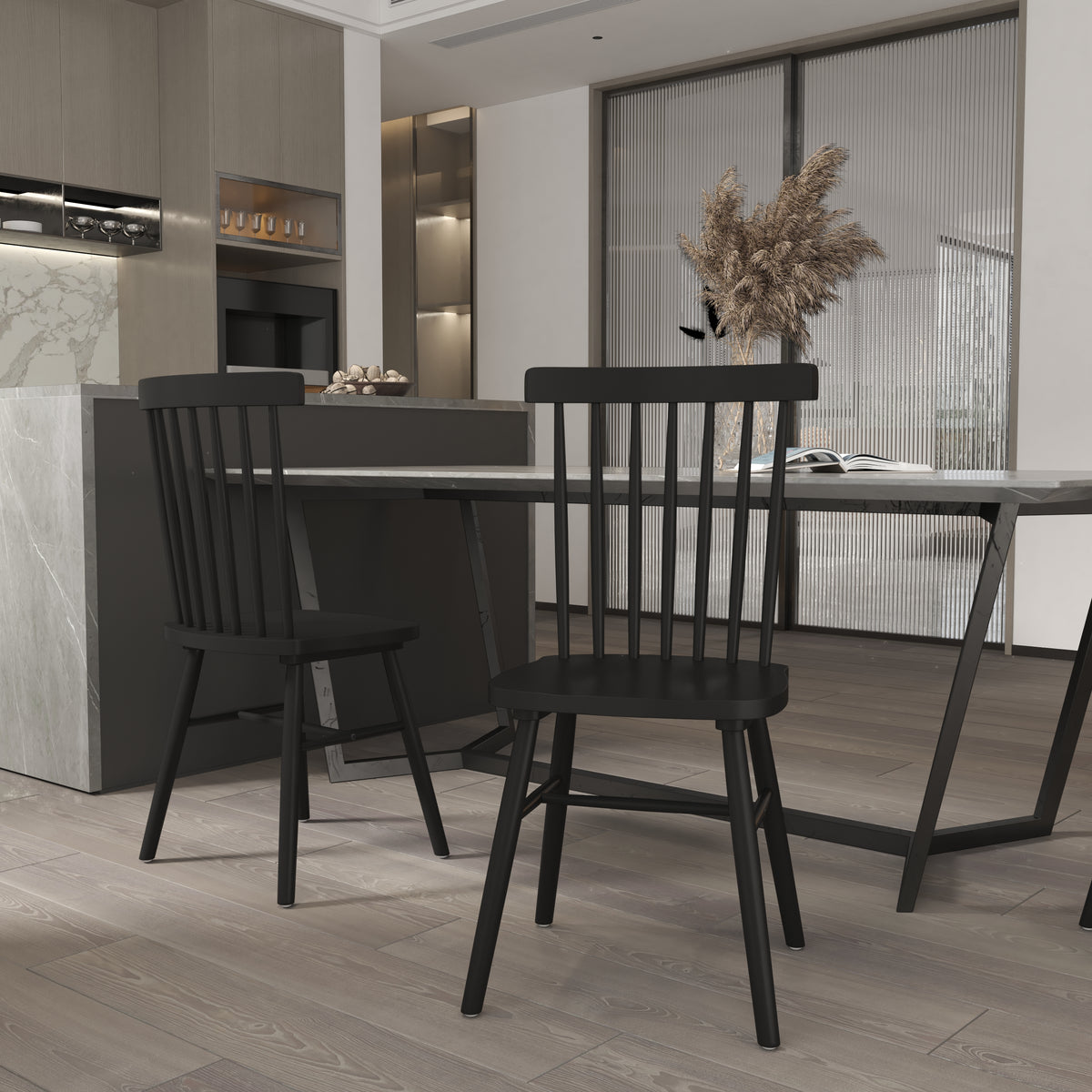 Canmore Set of Premium Solid Wood Spindle Back Armless Dining