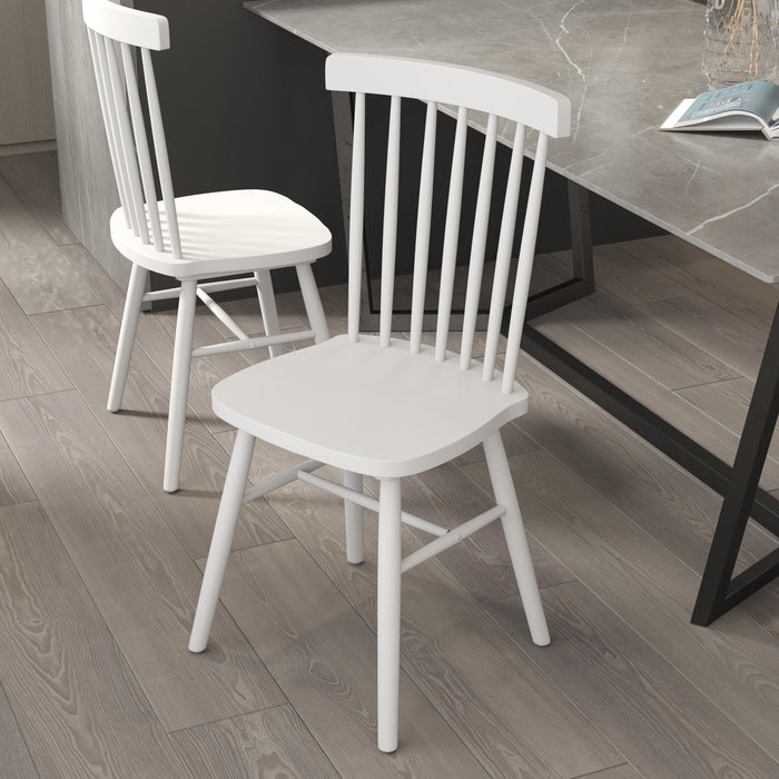 Canmore Set of Premium Solid Wood Spindle Back Armless Dining Chairs with Saddle Seats and Felt Floor Protectors