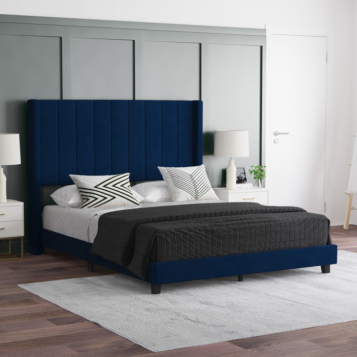 Margit Upholstered Platform Bed with Vertical Channel Stitch Detail and Engineered Wood Frame - No Box Spring Required
