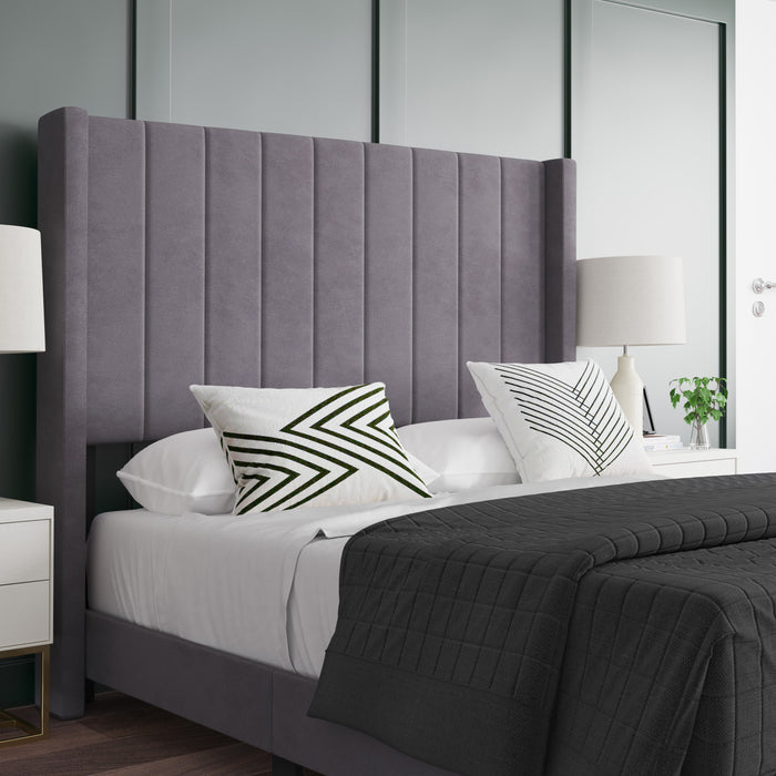 Margit Upholstered Platform Bed with Vertical Channel Stitch Detail and Engineered Wood Frame - No Box Spring Required