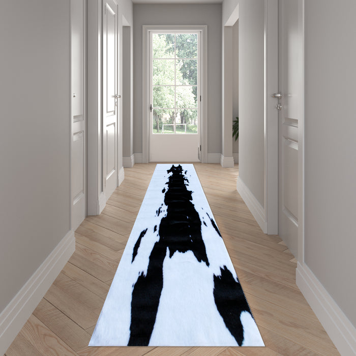 Colby Vegan and Cruelty Free Faux Cowhide Runner Made With Synthetic Materials, Olefin Facing and Polyester Backing for Guilt Free Style