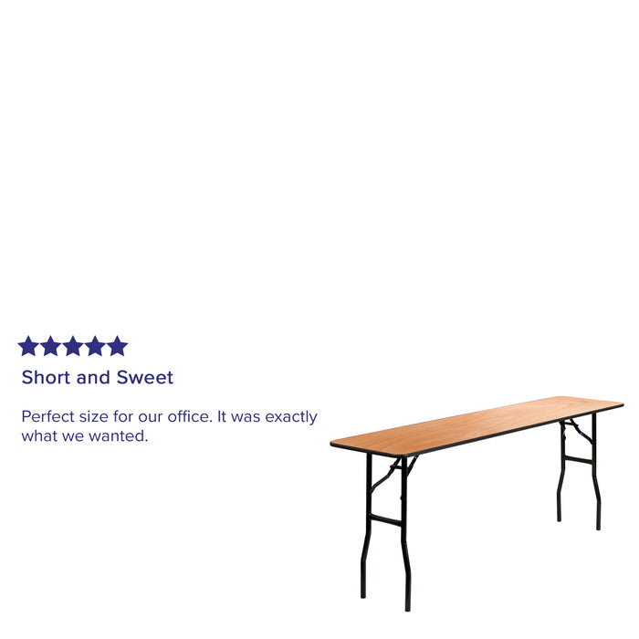 6-Foot Rectangular Wood Folding Training / Seminar Table with Smooth Clear Coated Finished Top