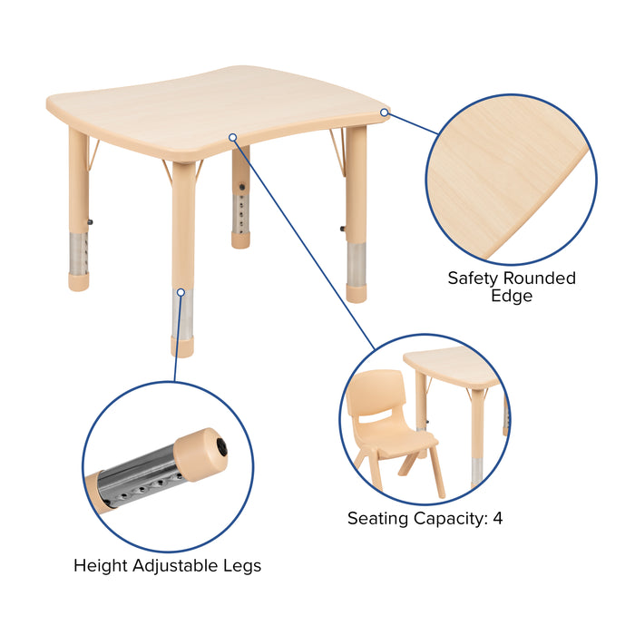 21.875"W x 26.625"L Rectangular Plastic Height Adjustable Activity Table