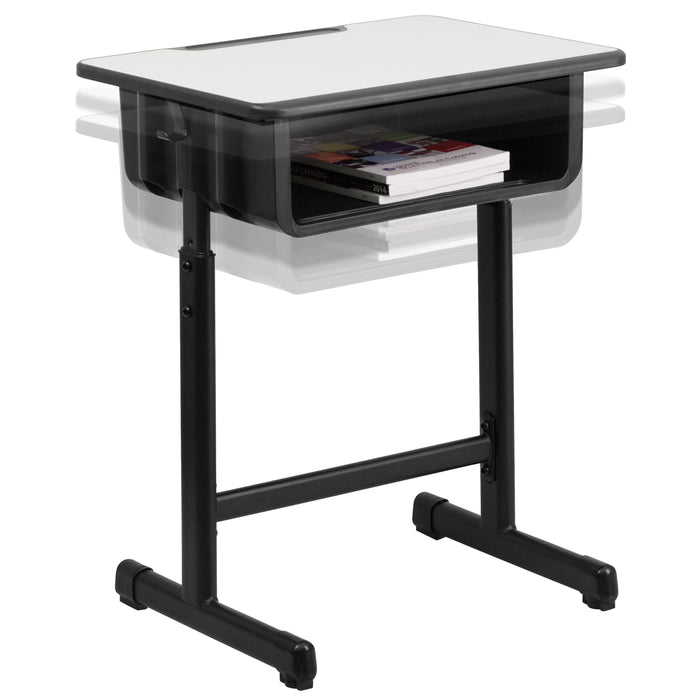 Student Desk with Top and Adjustable Height Pedestal Frame