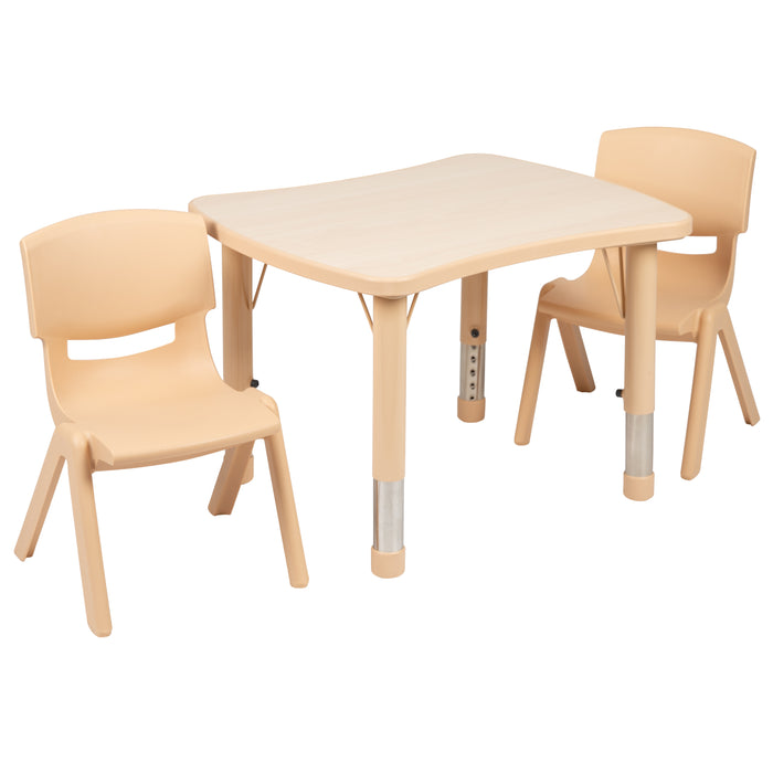 21.875"W x 26.625"L Rectangular Plastic Height Adjustable Activity Table Set with 2 Chairs