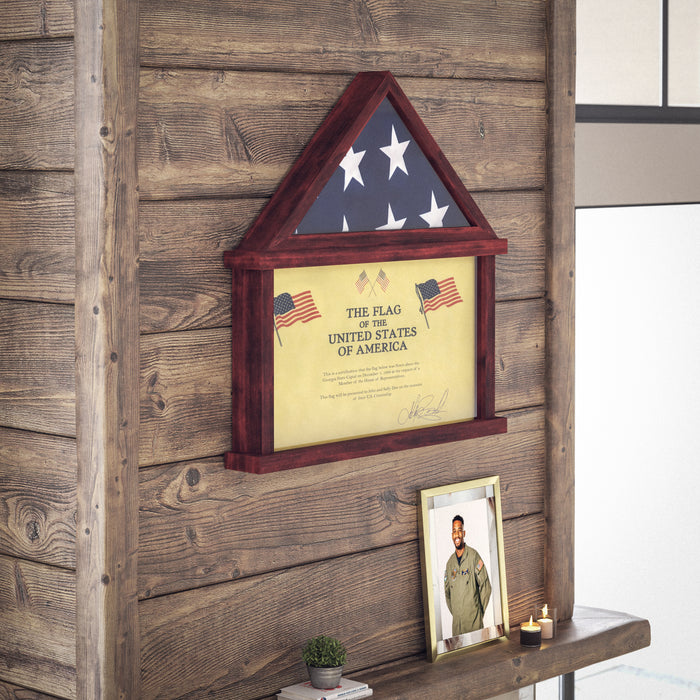 Memorial Flag, Certificate And Shadow Box Display Case Small -  Solid Wood
