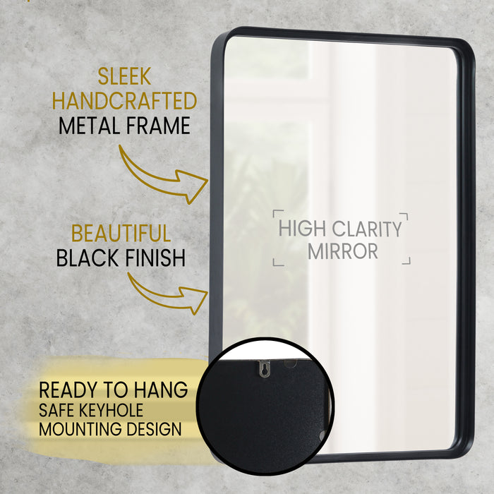 Rectangle Wall Mirror, Bathroom Mirror with Metal Frame for Living Room, Entry Way, Family Room