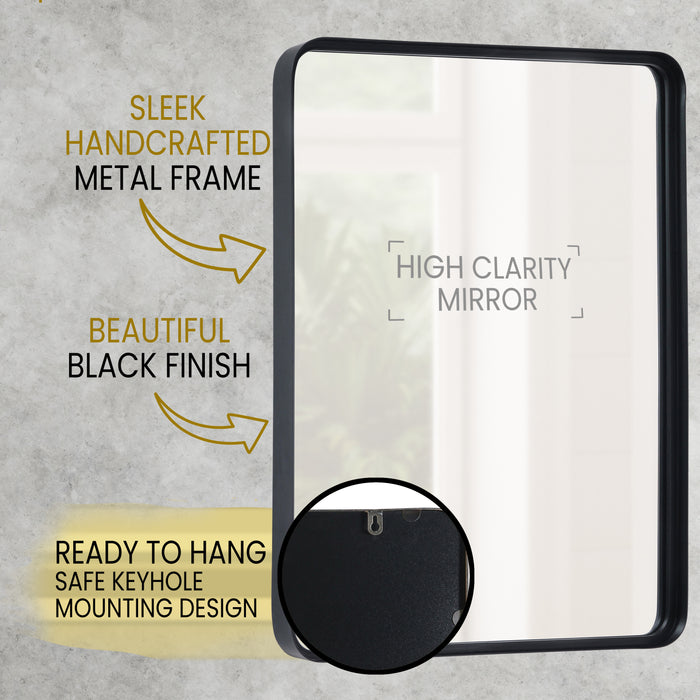 Rectangle Wall Mirror, Bathroom Mirror with Metal Frame for Living Room, Entry Way, Family Room