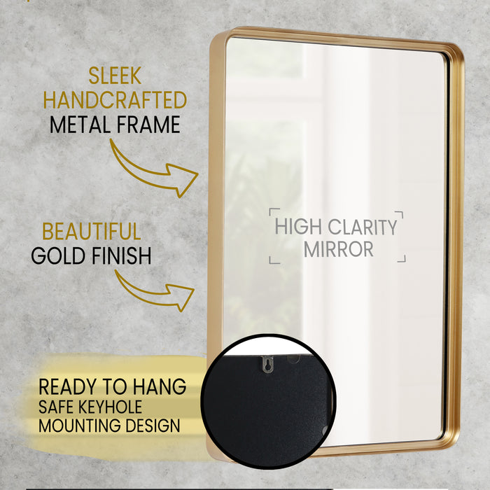 Wall Mirror Large Mirror, Rustic Accent Mirror for Bathroom, Entry, Dining Room, & Living Room. Metal Mirror